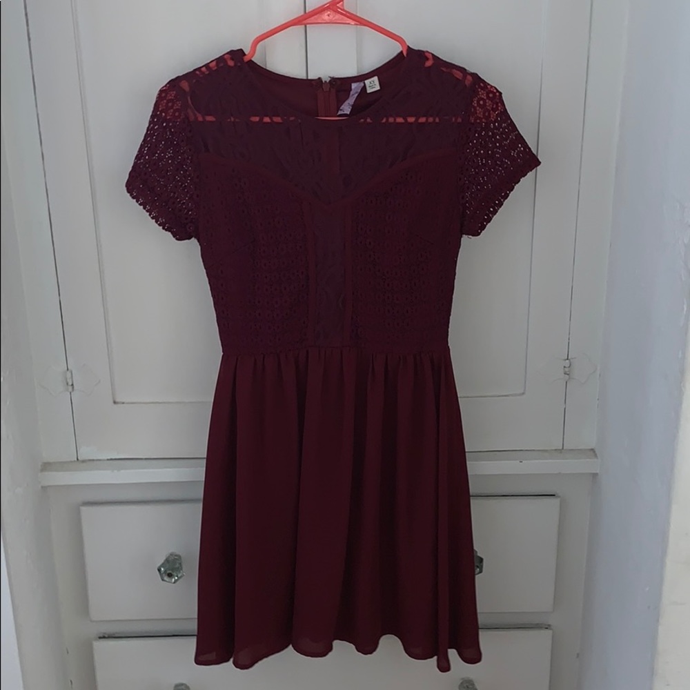 Maroon dress with lace